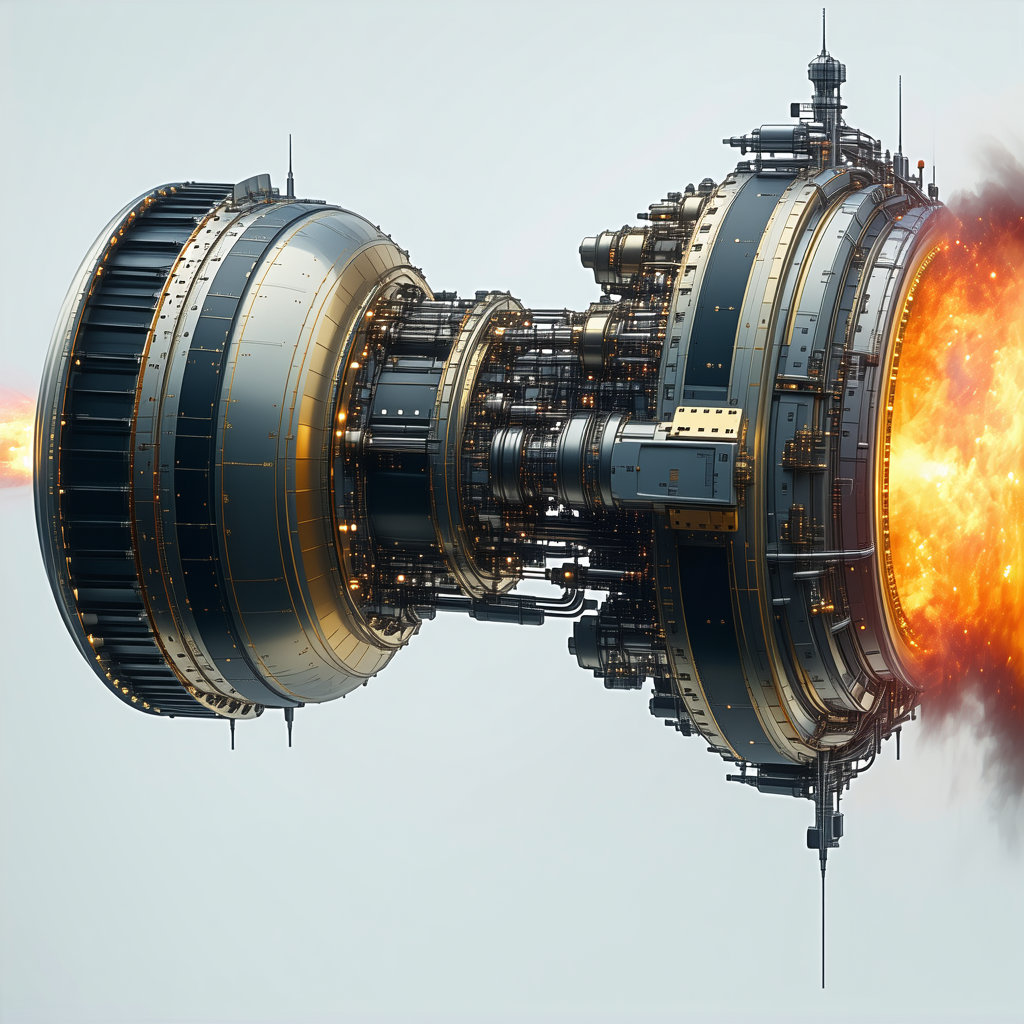 futuristic spacecraft shown close-up view