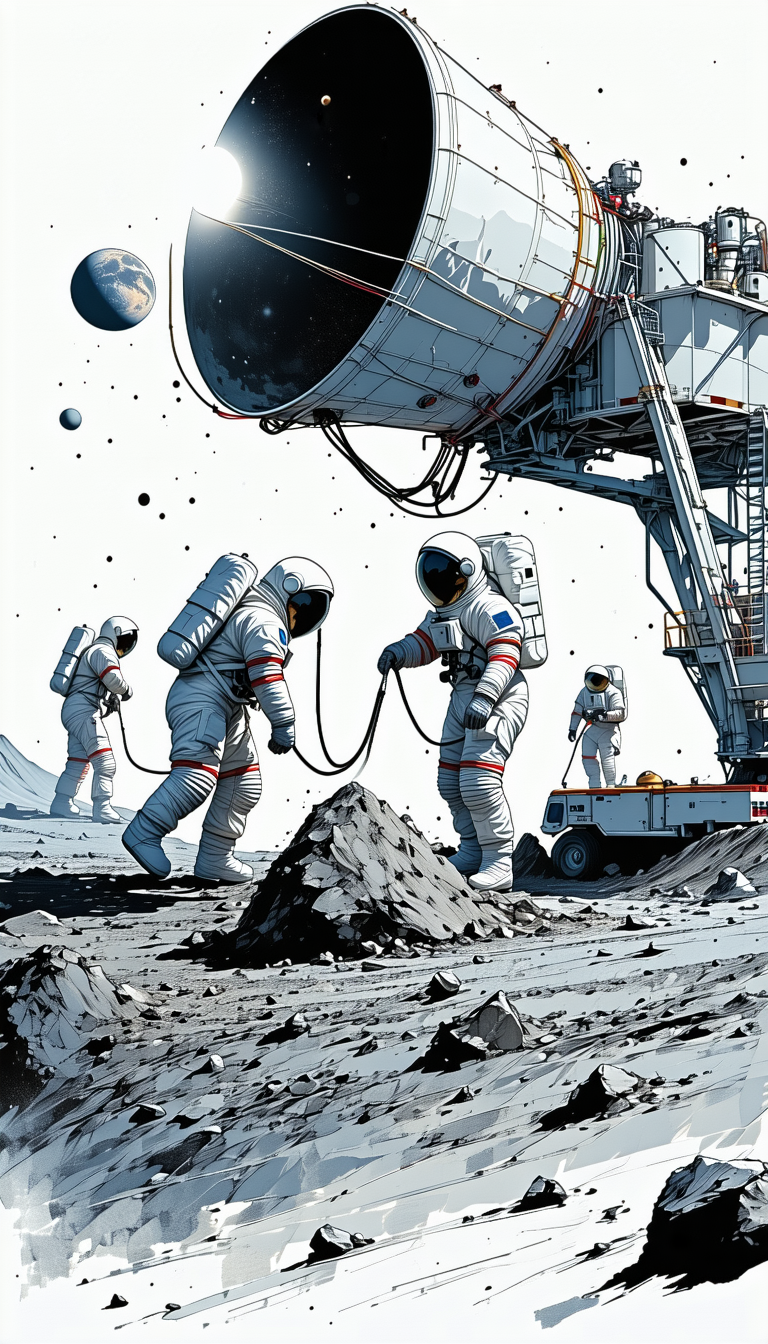 In The Image, There Are Five Astronauts Standing On A Rocky Surface, Possibly On The Moon