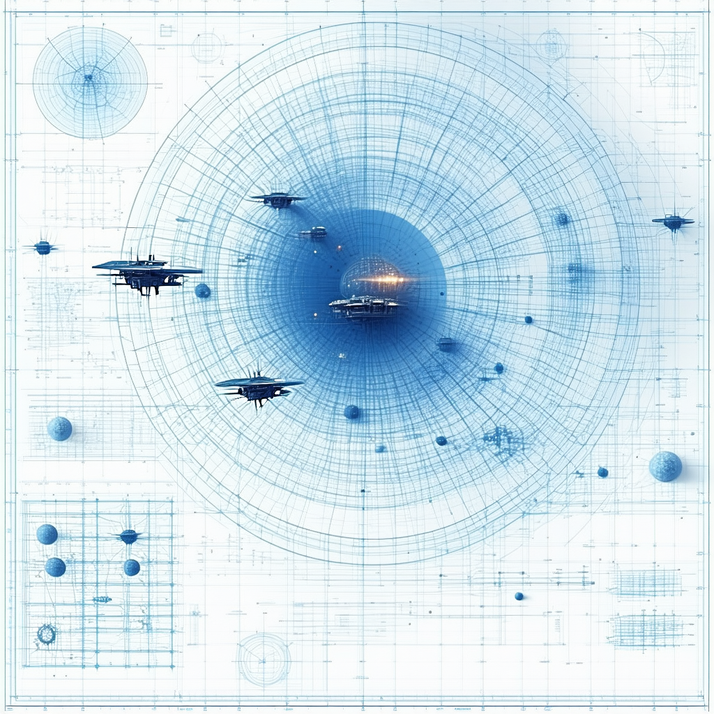 image, there three spaceships center
