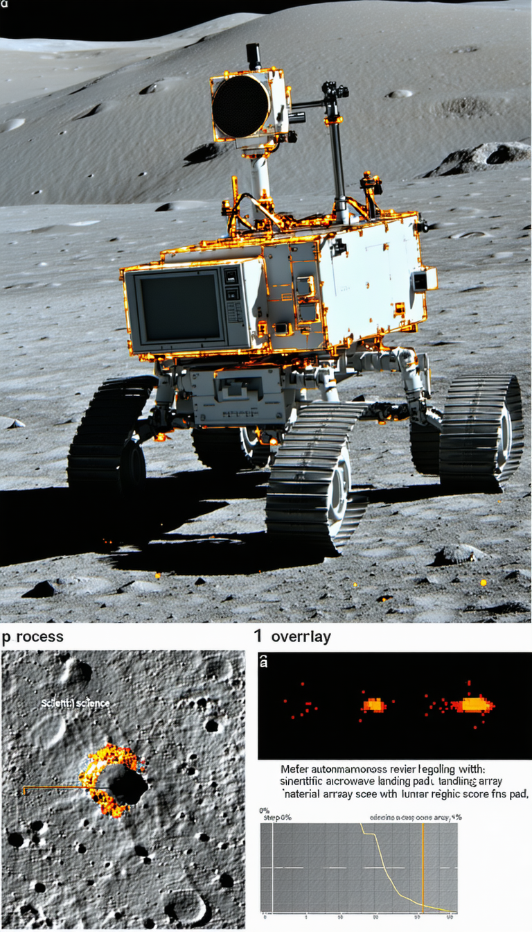 A White Robotic Vehicle, Possibly A Rover, Driving Across A Rocky Terrain