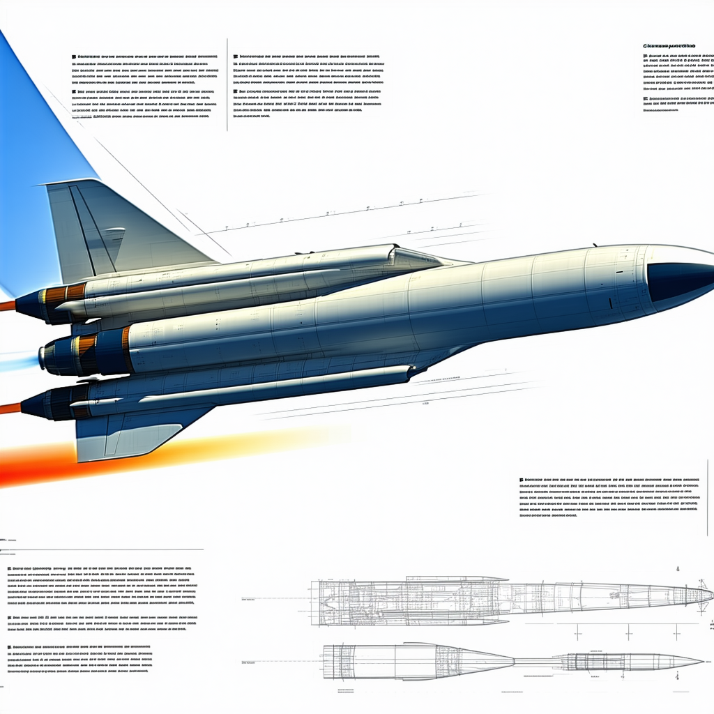 A Large, Detailed Drawing Of A Jet Airplane Is Displayed In A Book Or Magazine