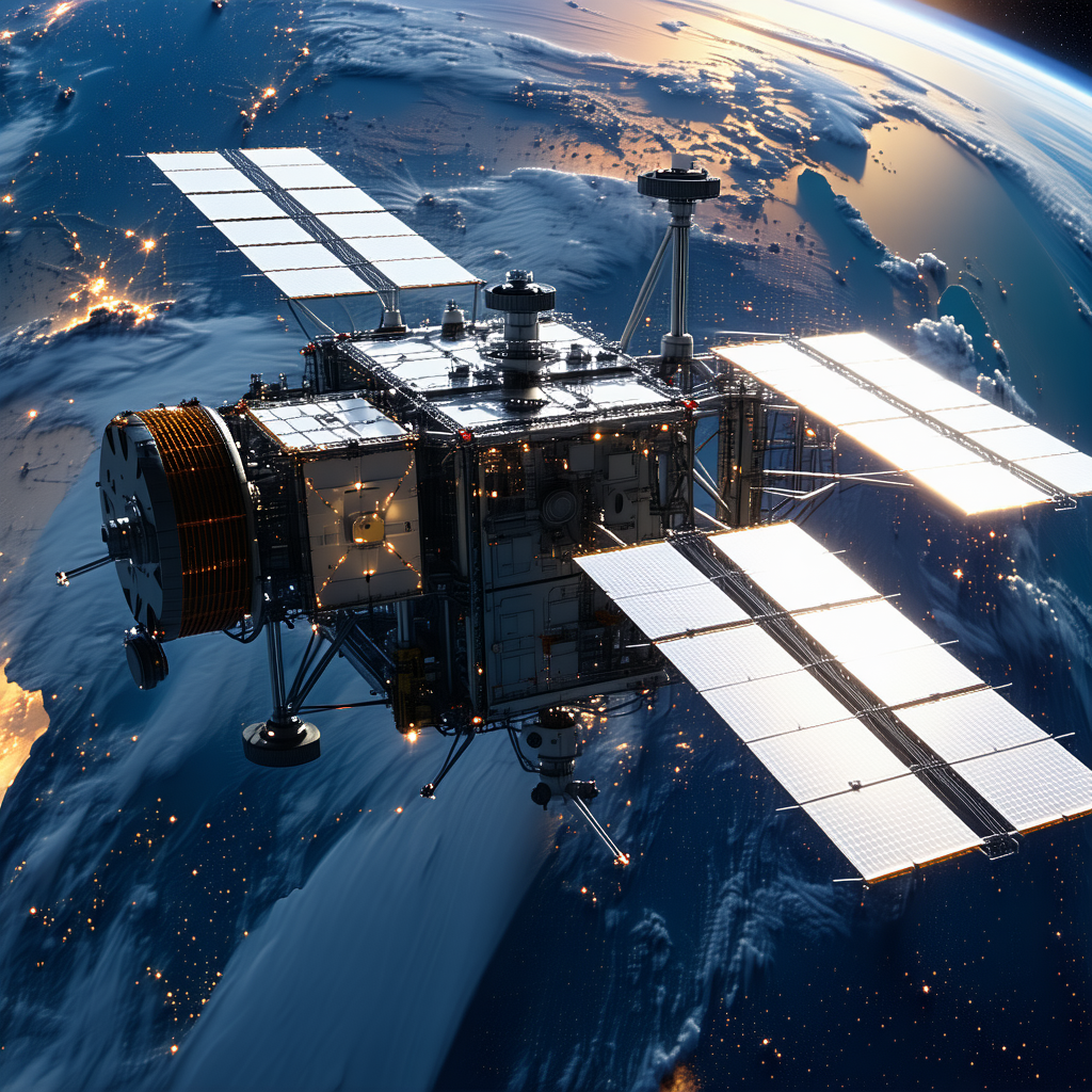 A Space Station With A Large Satellite Dish On Top Of It