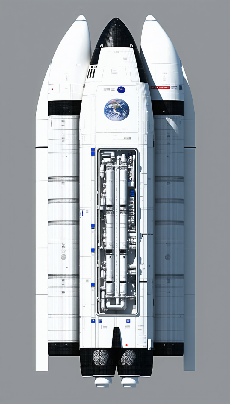 A Large White Space Shuttle Is Shown In A 3d Model