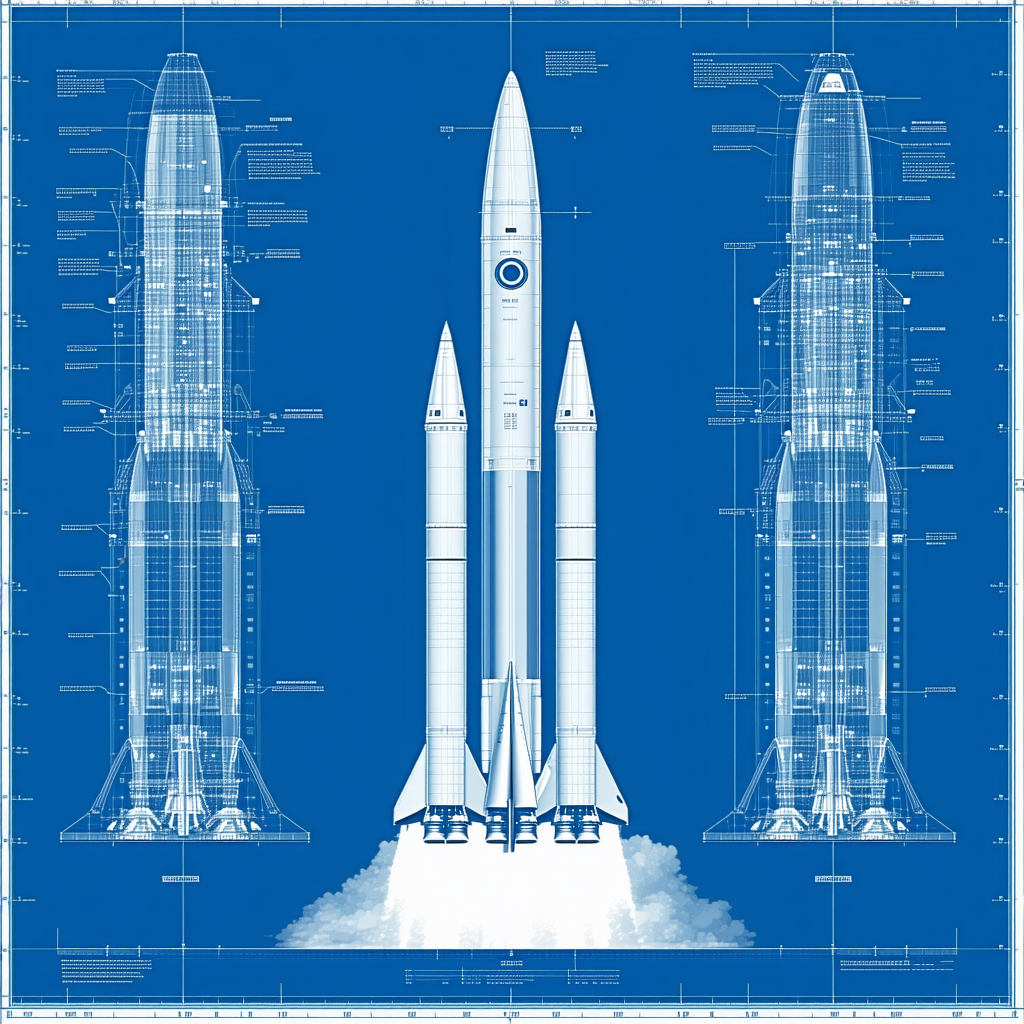 blue illustration rocket ship shown