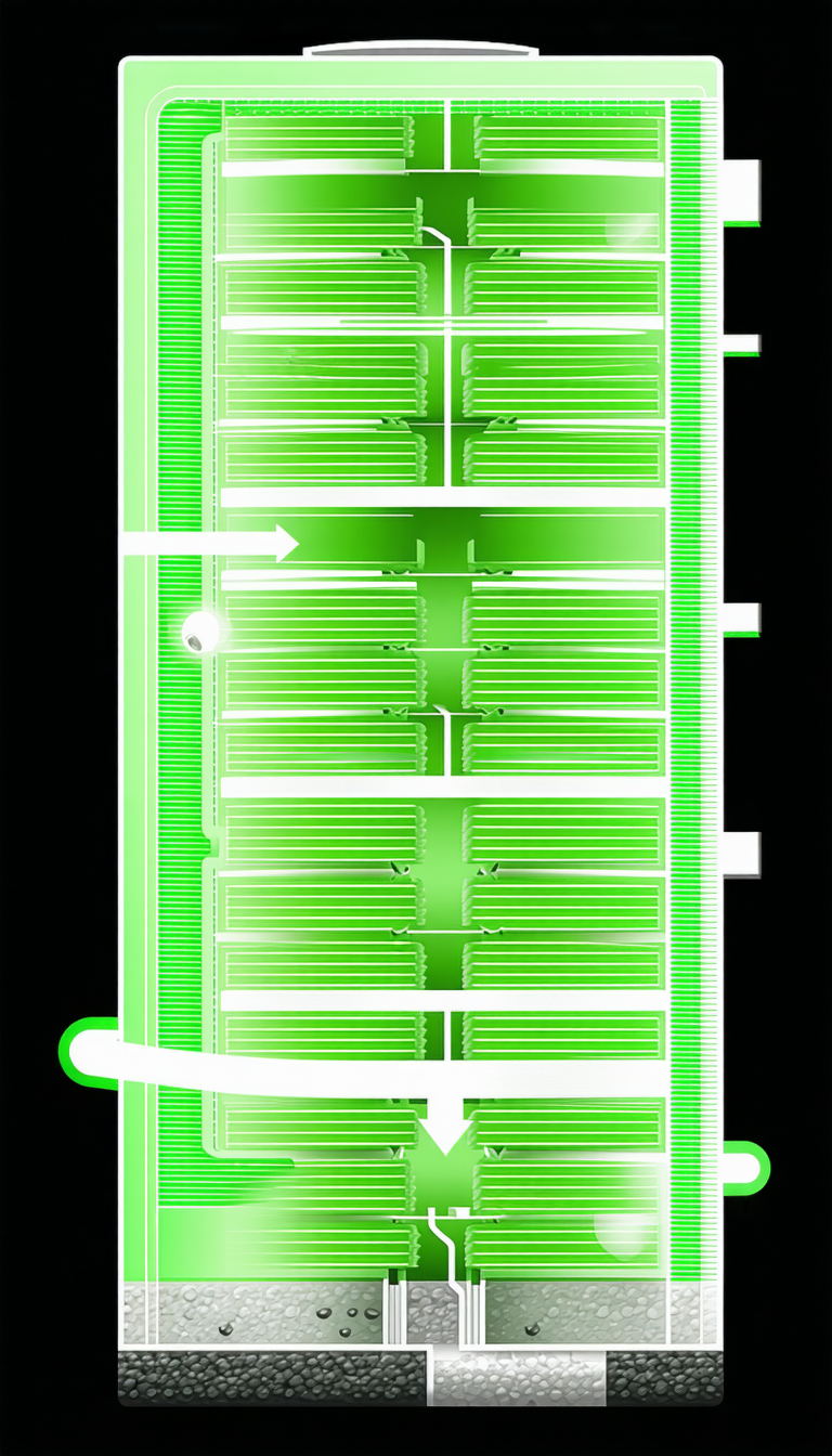 A Green Light Is Shining On A Large Green Box, Which Is Filled With Many Small Green Boxes