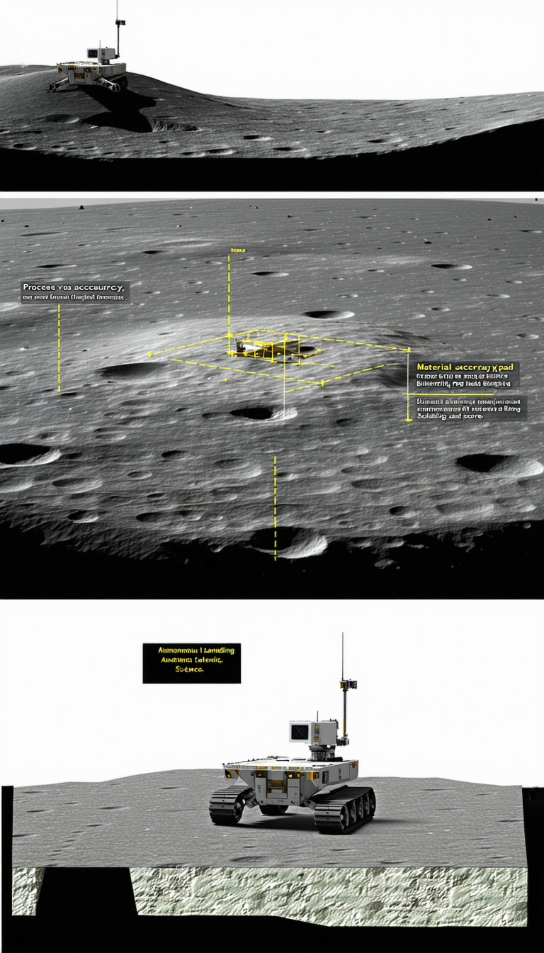 The Image Is A Split-screen Display Of A Moon Landing Site
