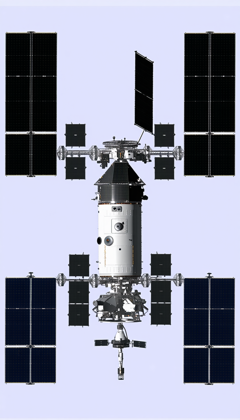 A Space Shuttle With A Large Satellite Attached To Its Side