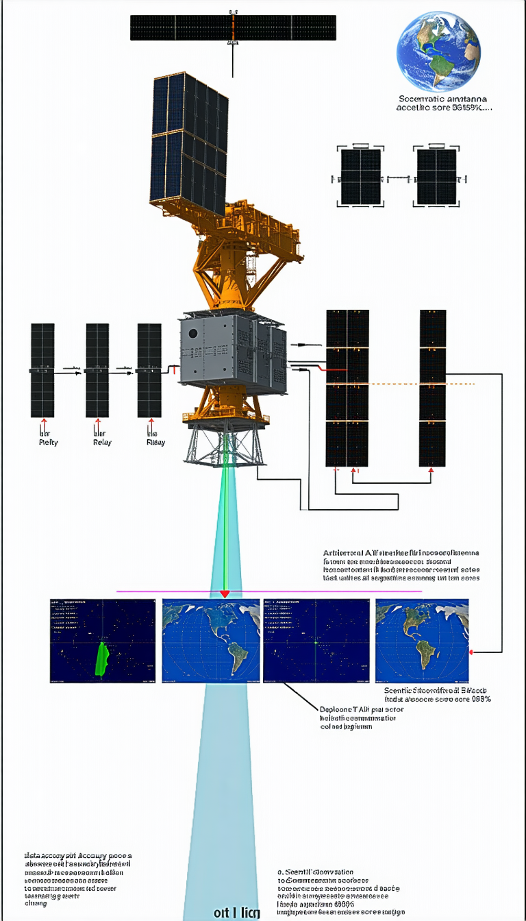 The Image Is A Diagram Of A Space Station, Showing The Various Components And Their Connections