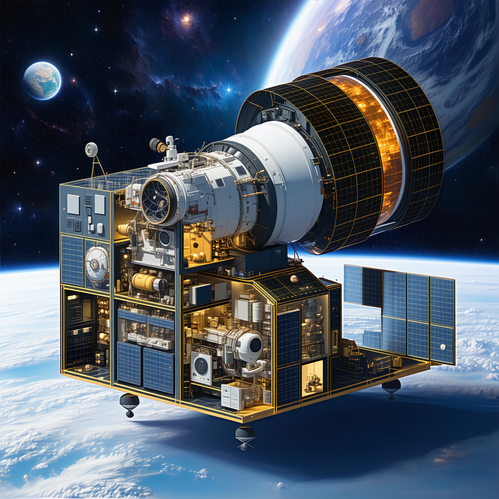 A Space Station With A Large Dome On Top, Which Is Likely A Satellite