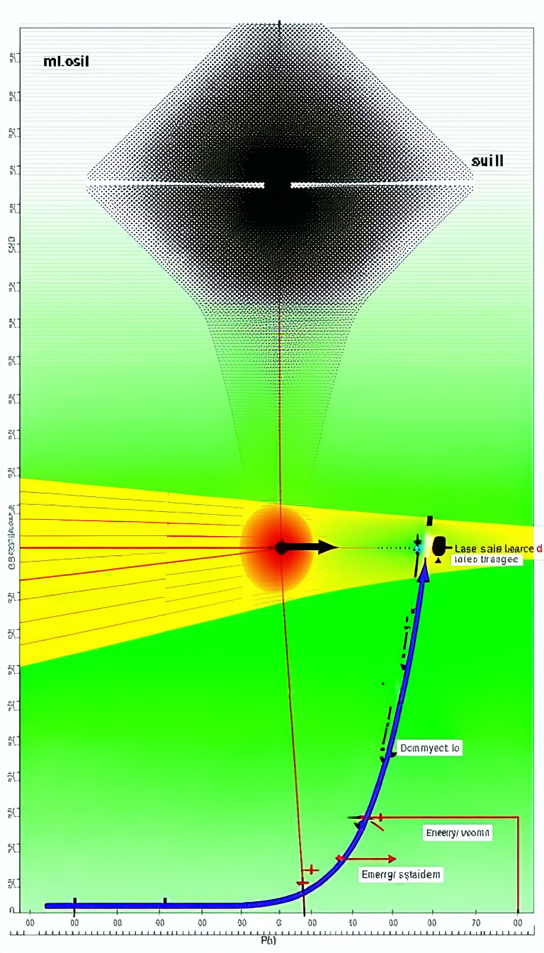 The Image Is A Graphic Representation Of A Light Beam And Its Reflection