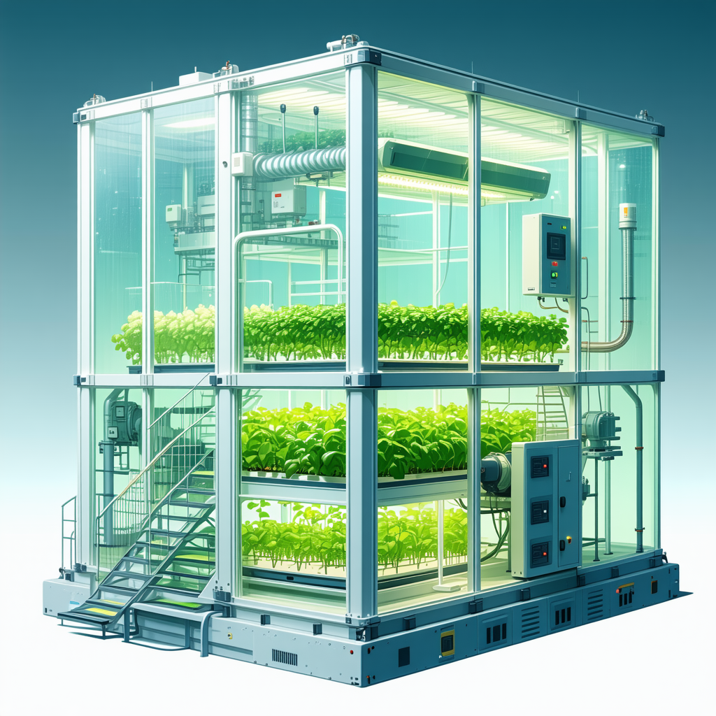 A Large, Futuristic Greenhouse Filled With Various Plants
