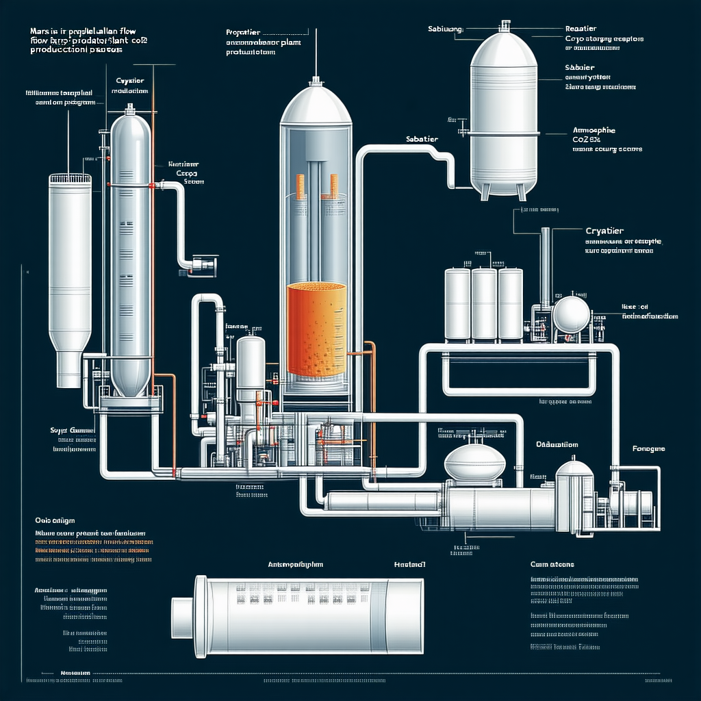 A Detailed Diagram Of A Chemical Plant Is Displayed In A Blue And White Color Scheme