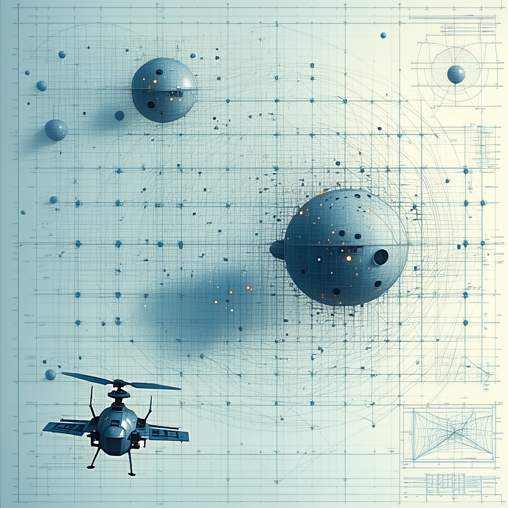 In The Image, There Is A Helicopter Flying In The Air, With A Spacecraft Nearby