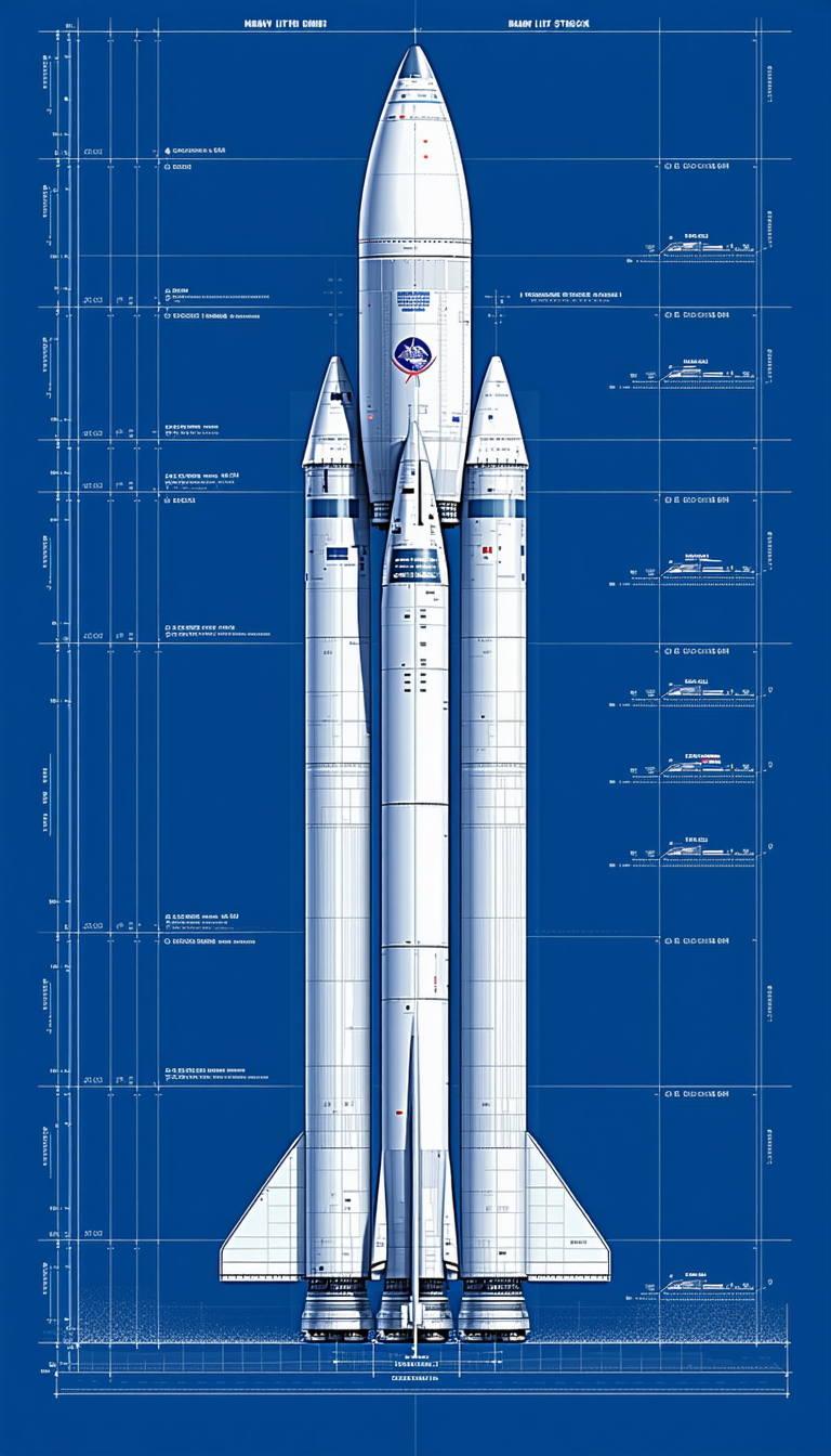 A Large White Rocket Is Shown In A Blue Background