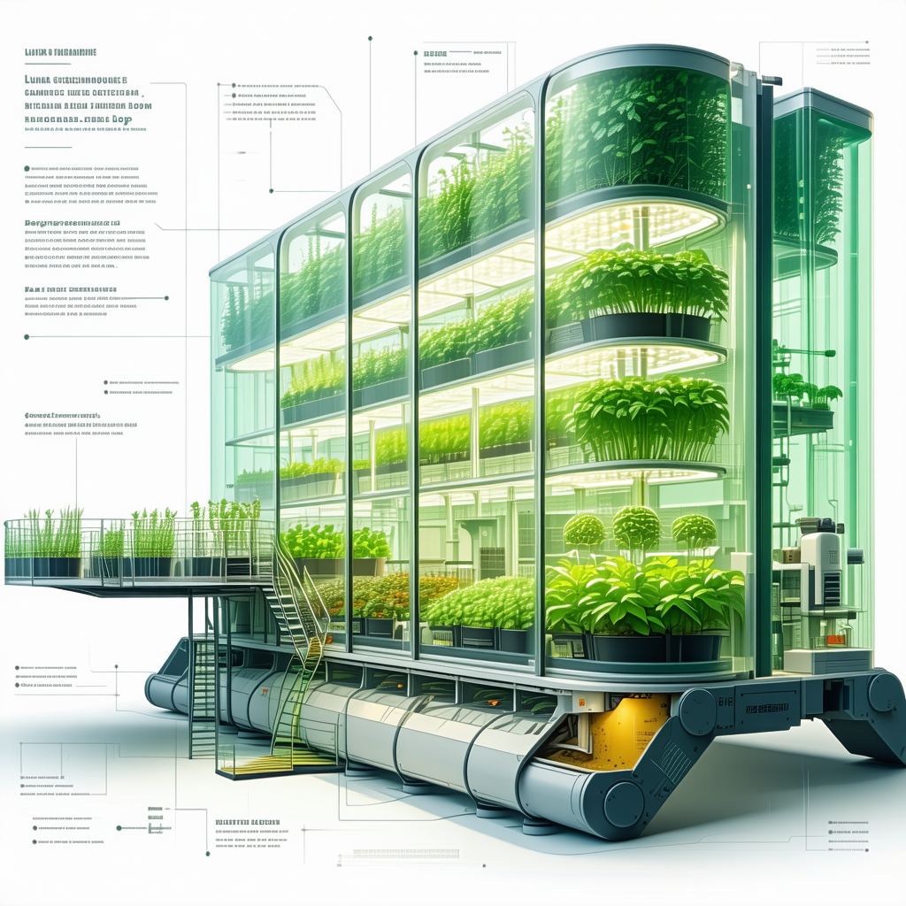 The Image Is A Drawing Of A Large, Multi-story Building That Houses A Variety Of Plants