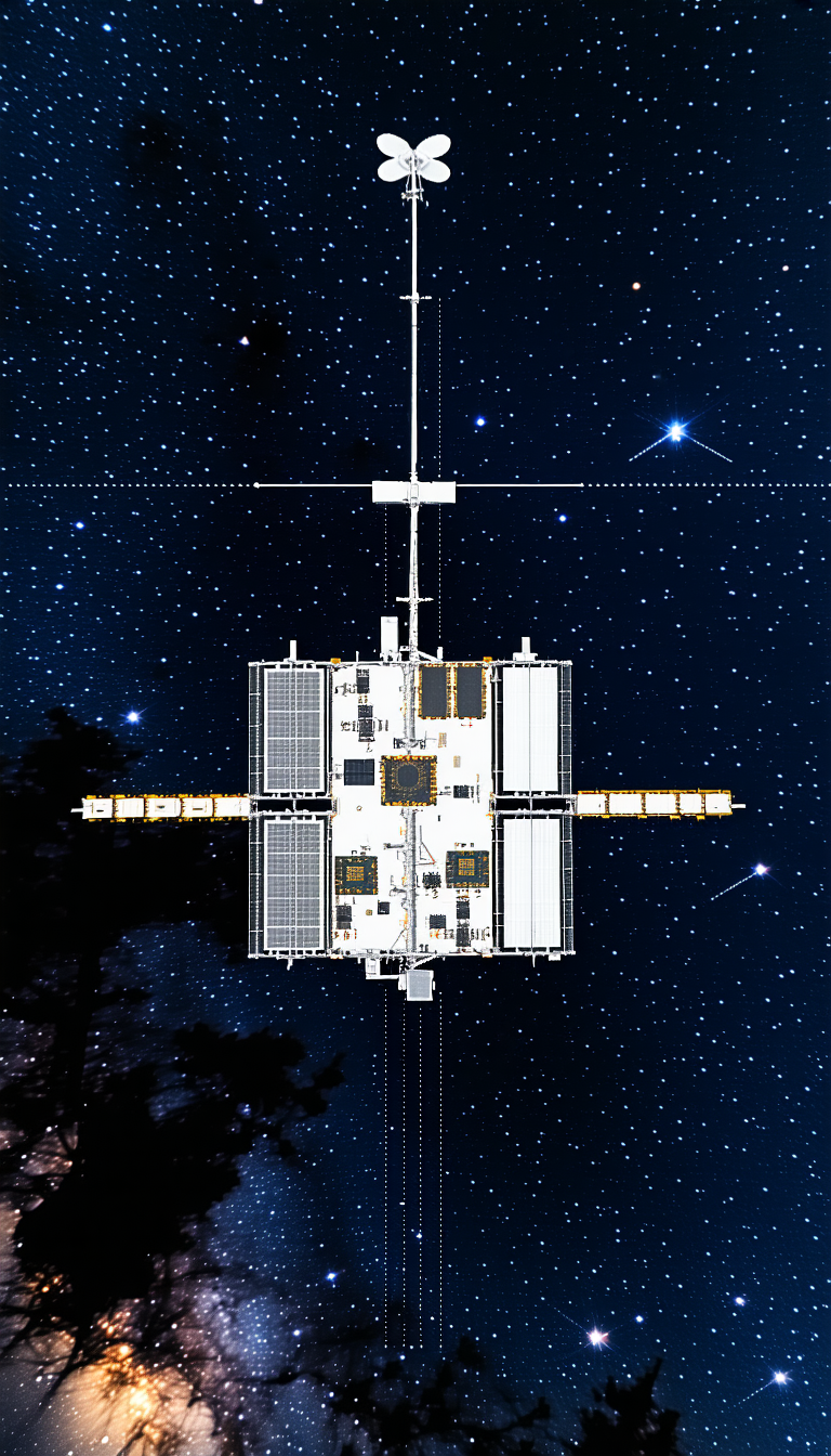 A Space Station With A Large Satellite Dish On Top Of It