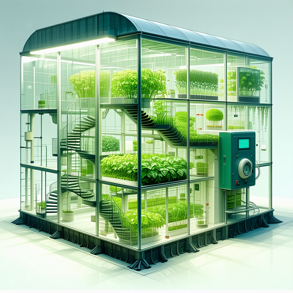 A Large, Futuristic Greenhouse Filled With Various Plants