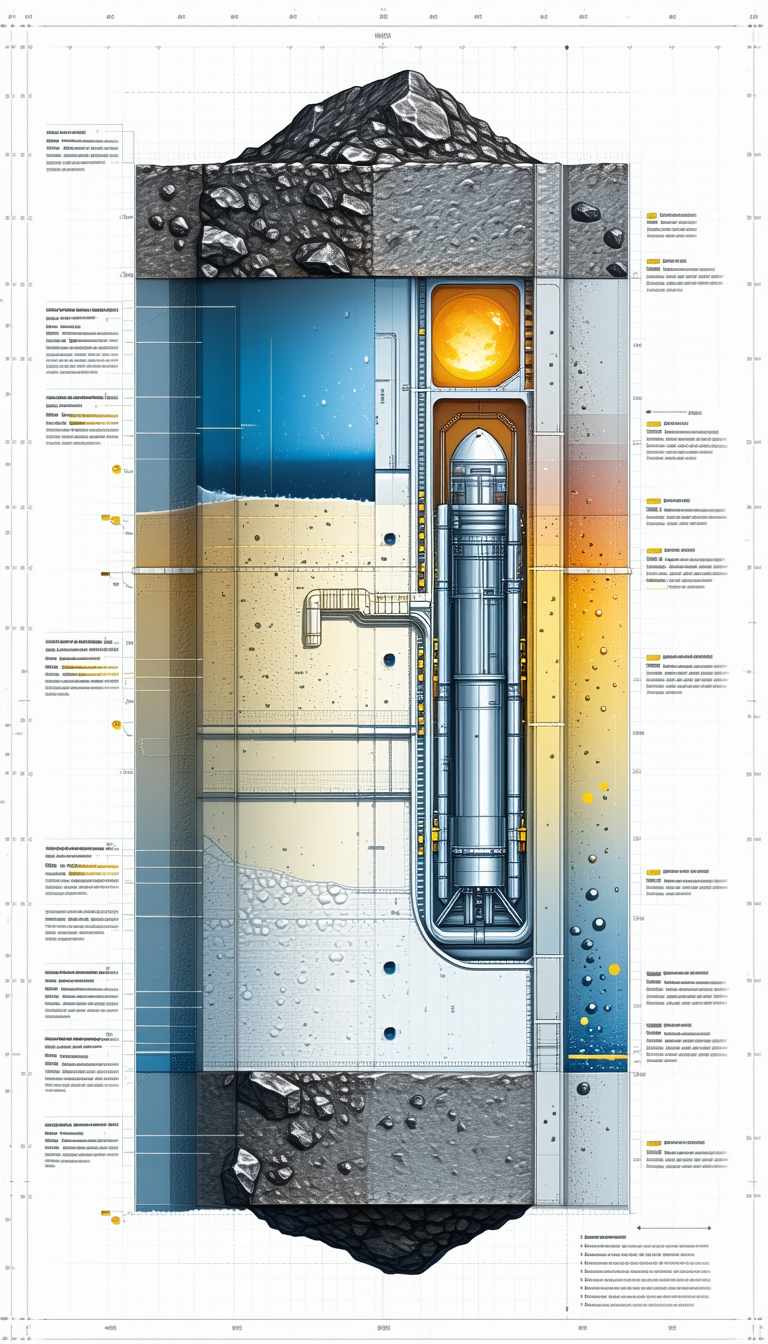 A Large White Rocket Is Shown In A Diagram, With A Yellow Circle In The Middle