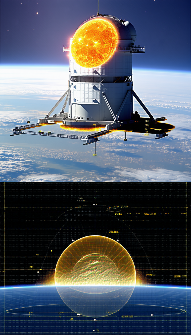 A Space Shuttle In The Sky, With A Large Orange Circle Surrounding It