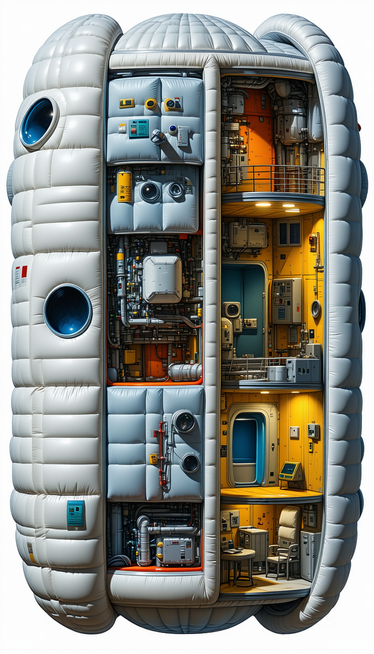 A Large White And Yellow Spacecraft Is Shown In A Three-dimensional View