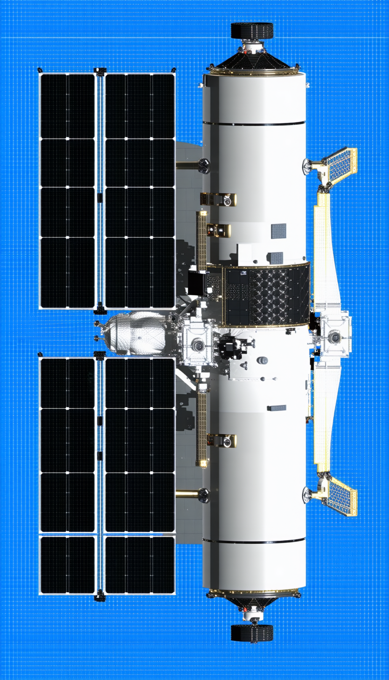 A Space Shuttle Is Shown In A Blue And White Color Scheme