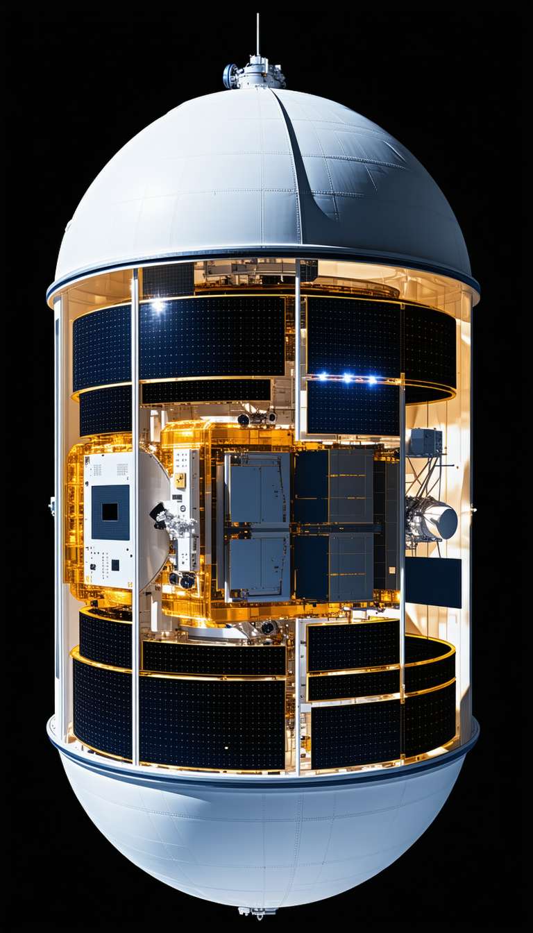 A Large Satellite Dish With A Black Background