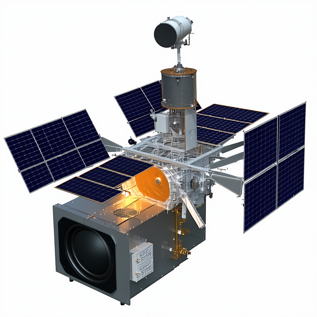 A Large Spacecraft Is Shown In A White Background