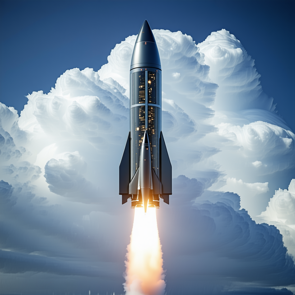 A Rocket Is Seen In The Sky, With Its Tail End Visible