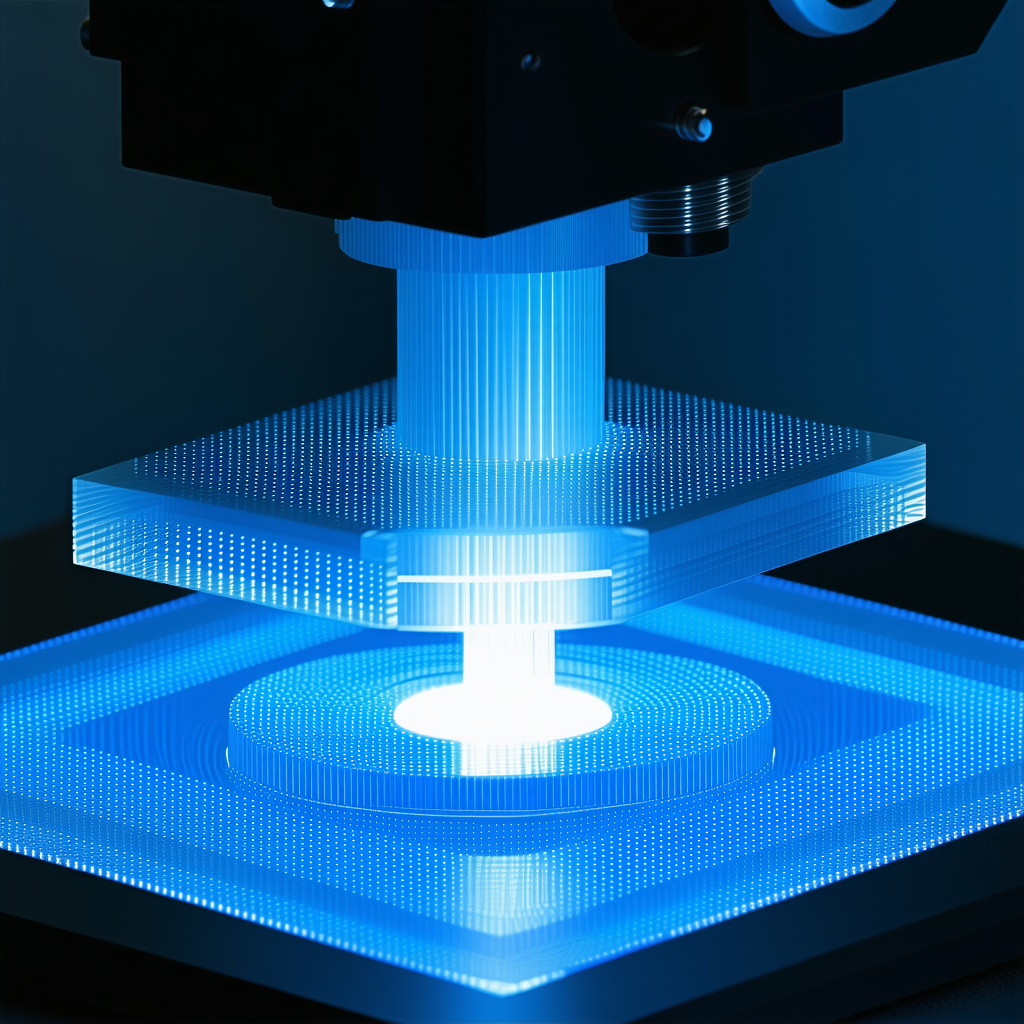 A Blue Light Is Shining On A Piece Of Plastic, Which Is Placed On A Blue Table