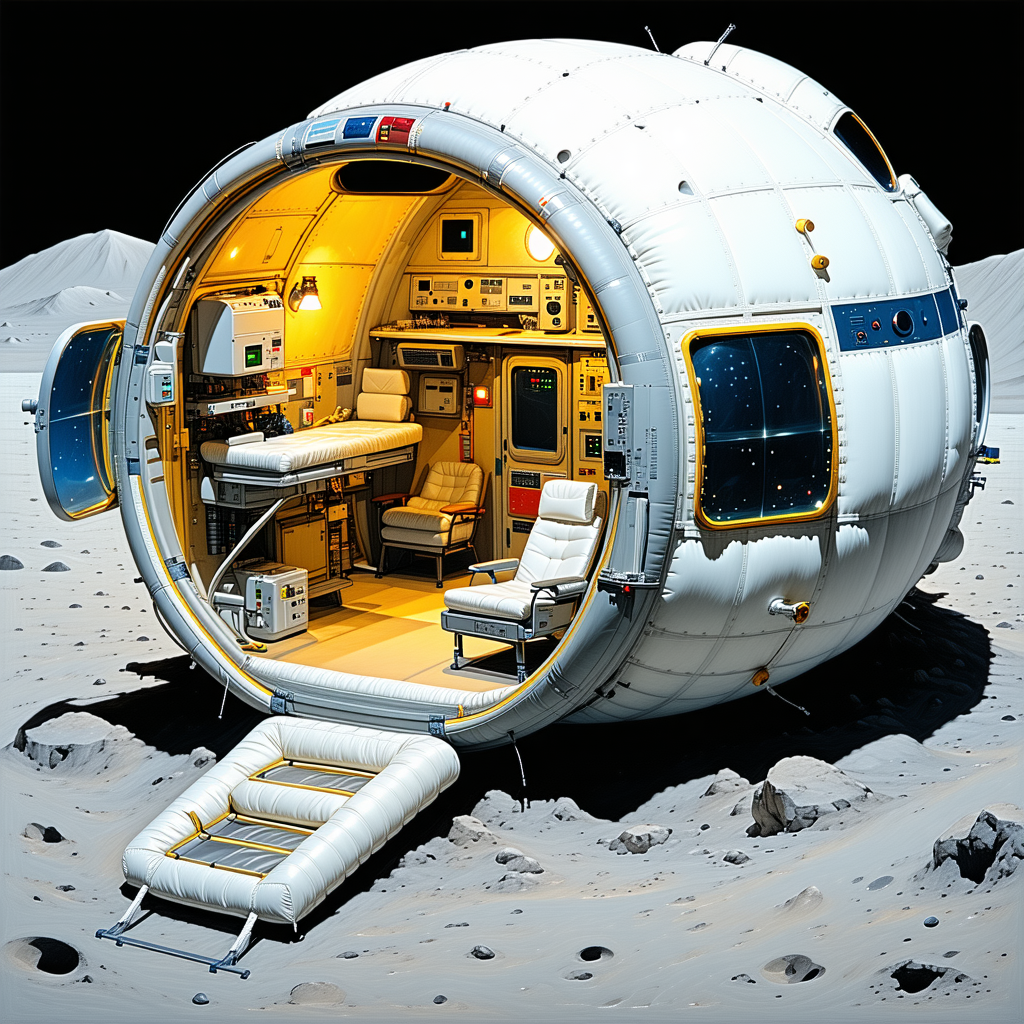 A Large White Spacecraft, Possibly A Space Station Or A Space Shuttle, With A Hatch Open