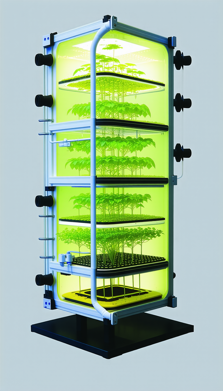 A Large, Multi-layered Greenhouse Filled With A Variety Of Plants