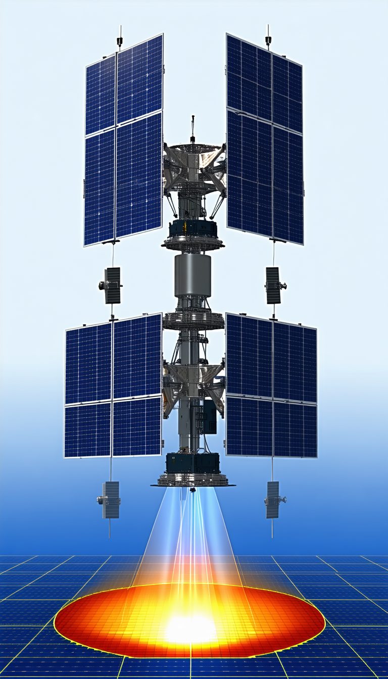 A Large Spacecraft With A Solar Panel On Top
