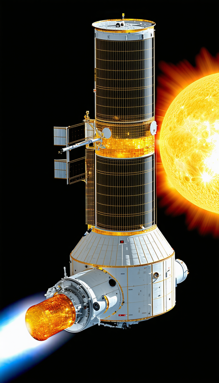 A Space Shuttle Is Shown In A Close-up View, With The Sun Shining On It