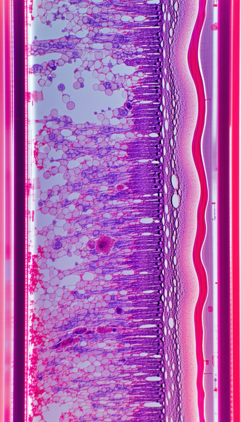 The Image Displays A Purple And Red Cell Under A Microscope