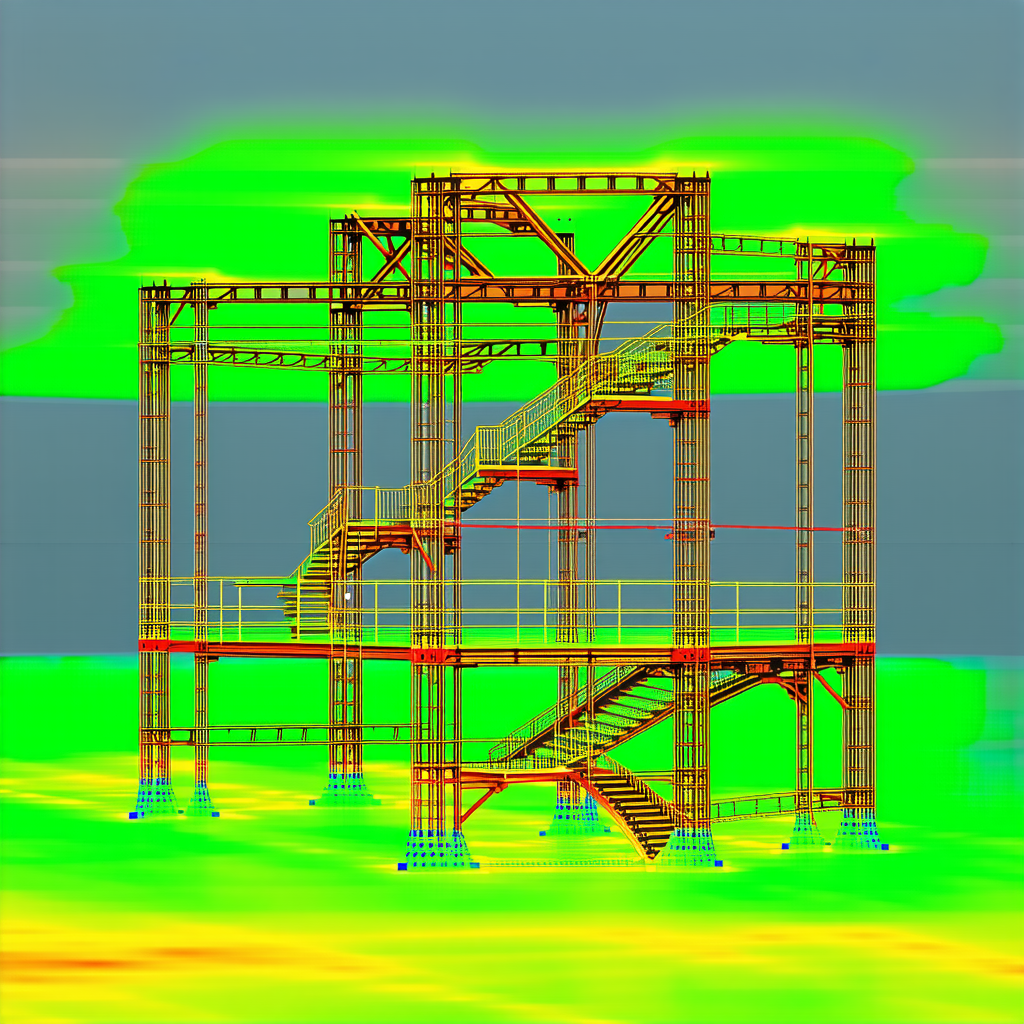 The Image Is A 3d Model Of A Large Structure, Possibly A Building Or A Bridge