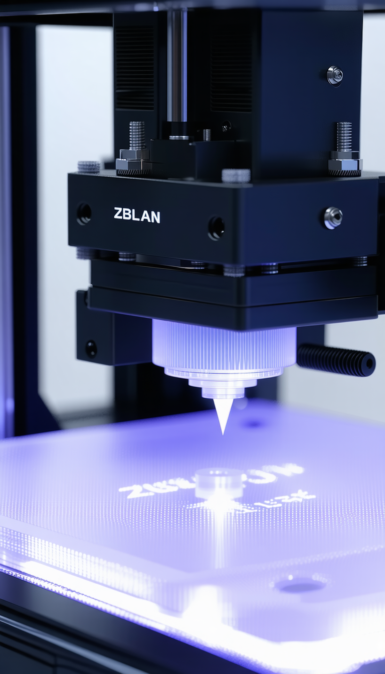 A Blue And Black Machine, Possibly A 3d Printer, In The Process Of Creating A Plastic Object