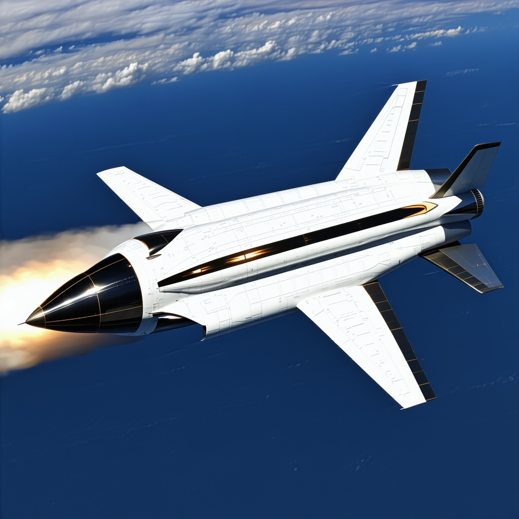 A White Jet Is Flying Through The Sky, Leaving A Trail Of Smoke Behind It