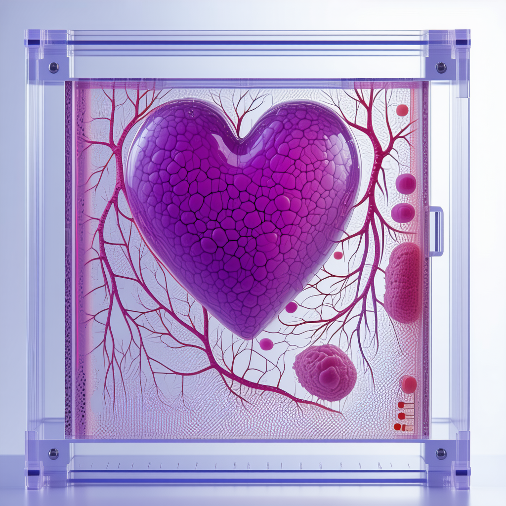 A Heart-shaped Sculpture Is Displayed In A Glass Case