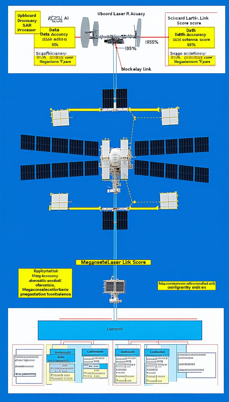 The Image Is A Blue Illustration Of A Space Station With A Large Satellite Dish
