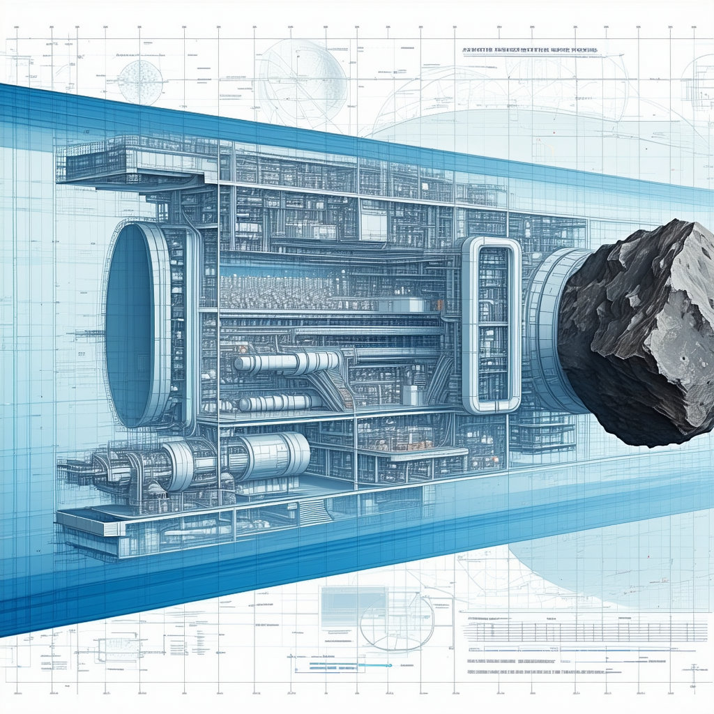 A Large Black Rock Is Shown In The Center Of A Drawing, Surrounded By Various Other Elements