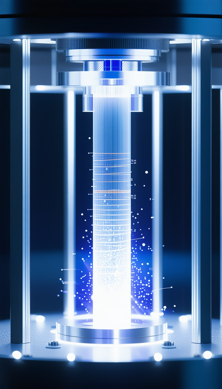 A Large, Blue, And White Light Display That Appears To Be A Light Sculpture Or A Light Show