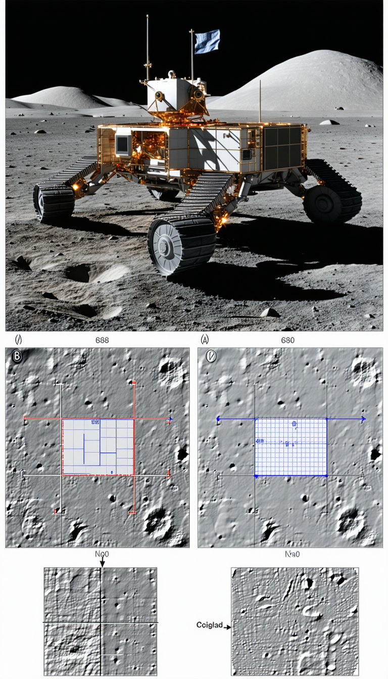 A Robotic Vehicle On A Rocky Surface, Possibly On The Moon