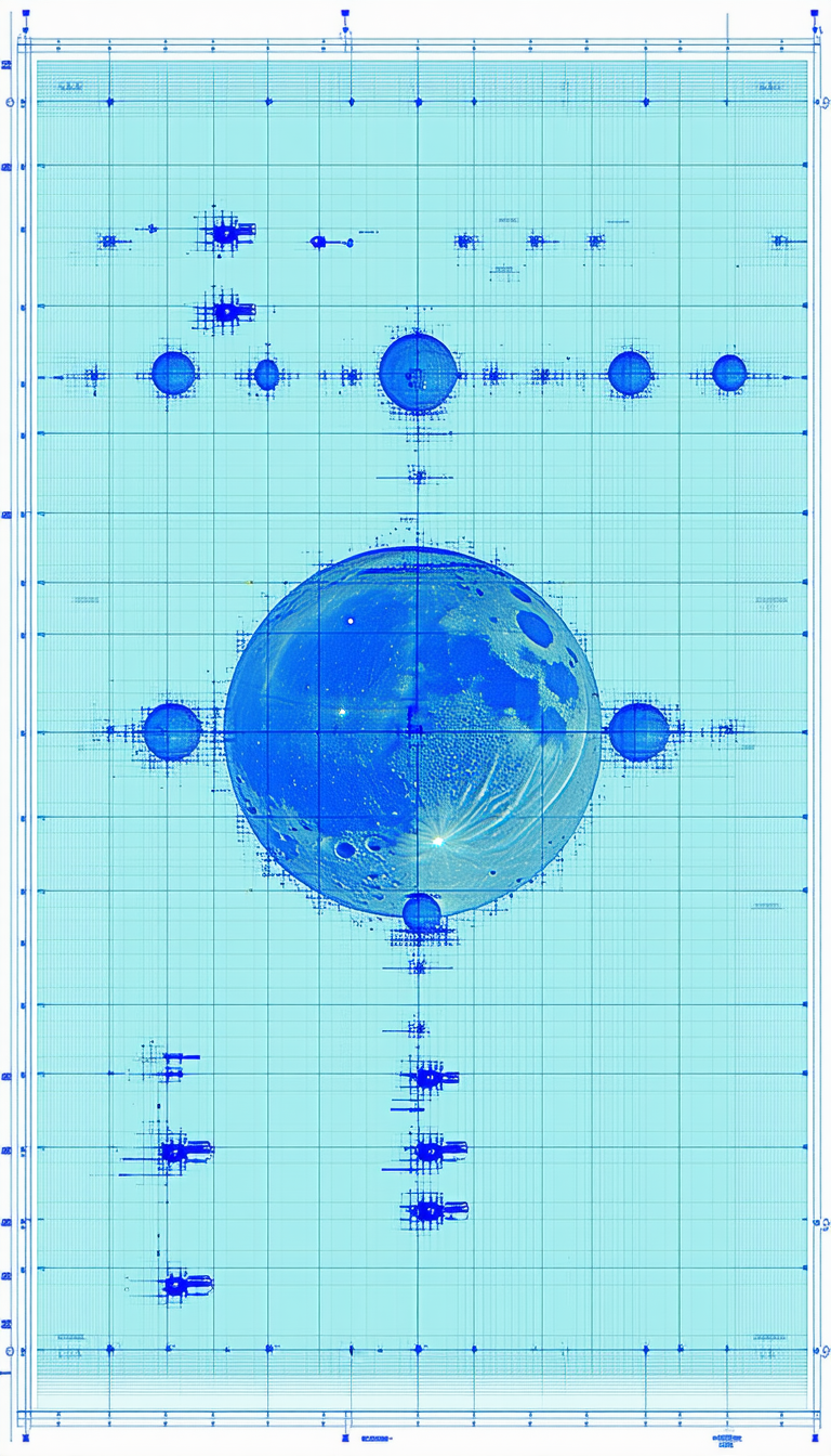 blue white graphic moon