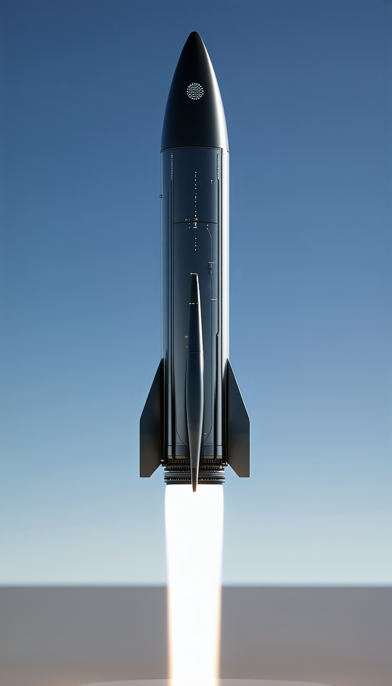 A Rocket Is Seen In The Sky, With Its Tail End Visible
