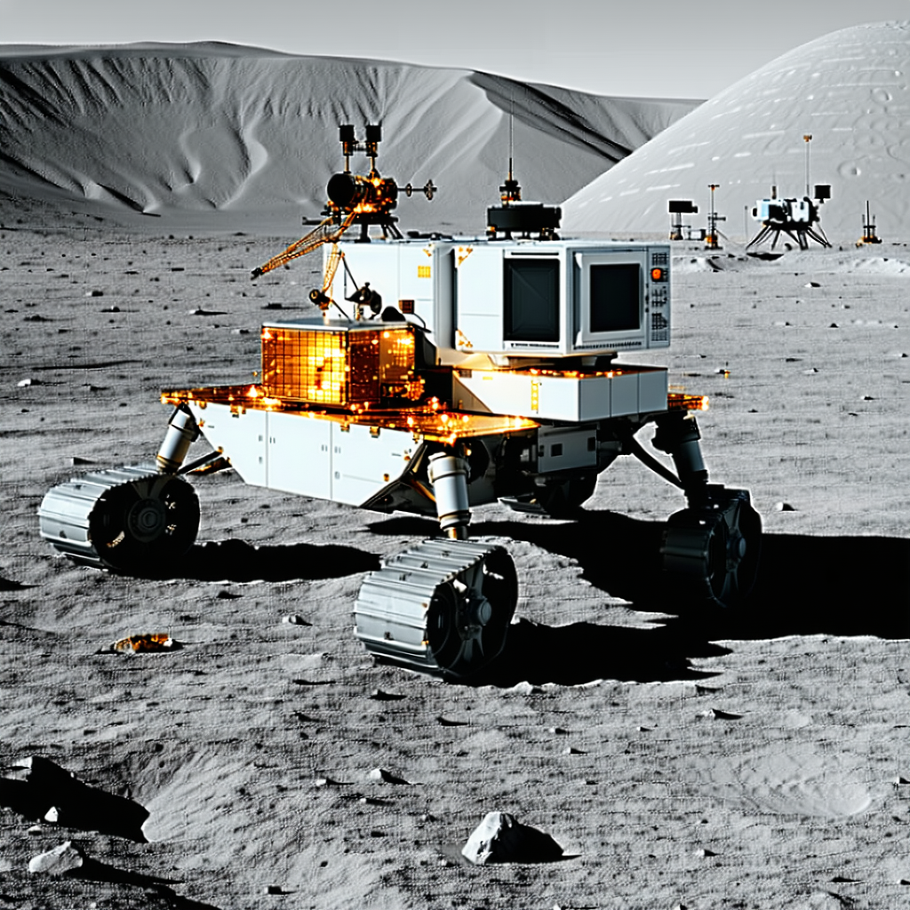 A White Rover Vehicle On The Surface Of The Moon
