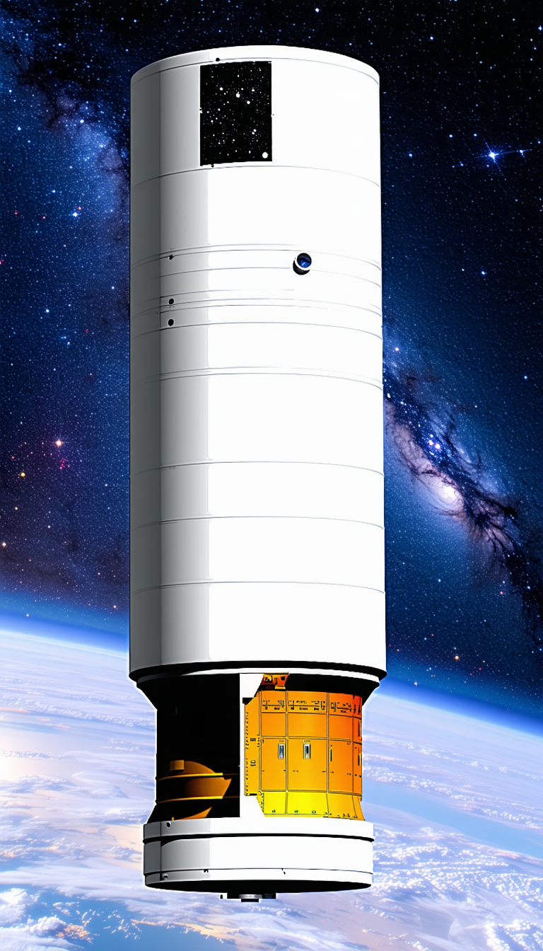 A Large White Rocket, Possibly A Space Shuttle, Sitting On Top Of A Launch Pad