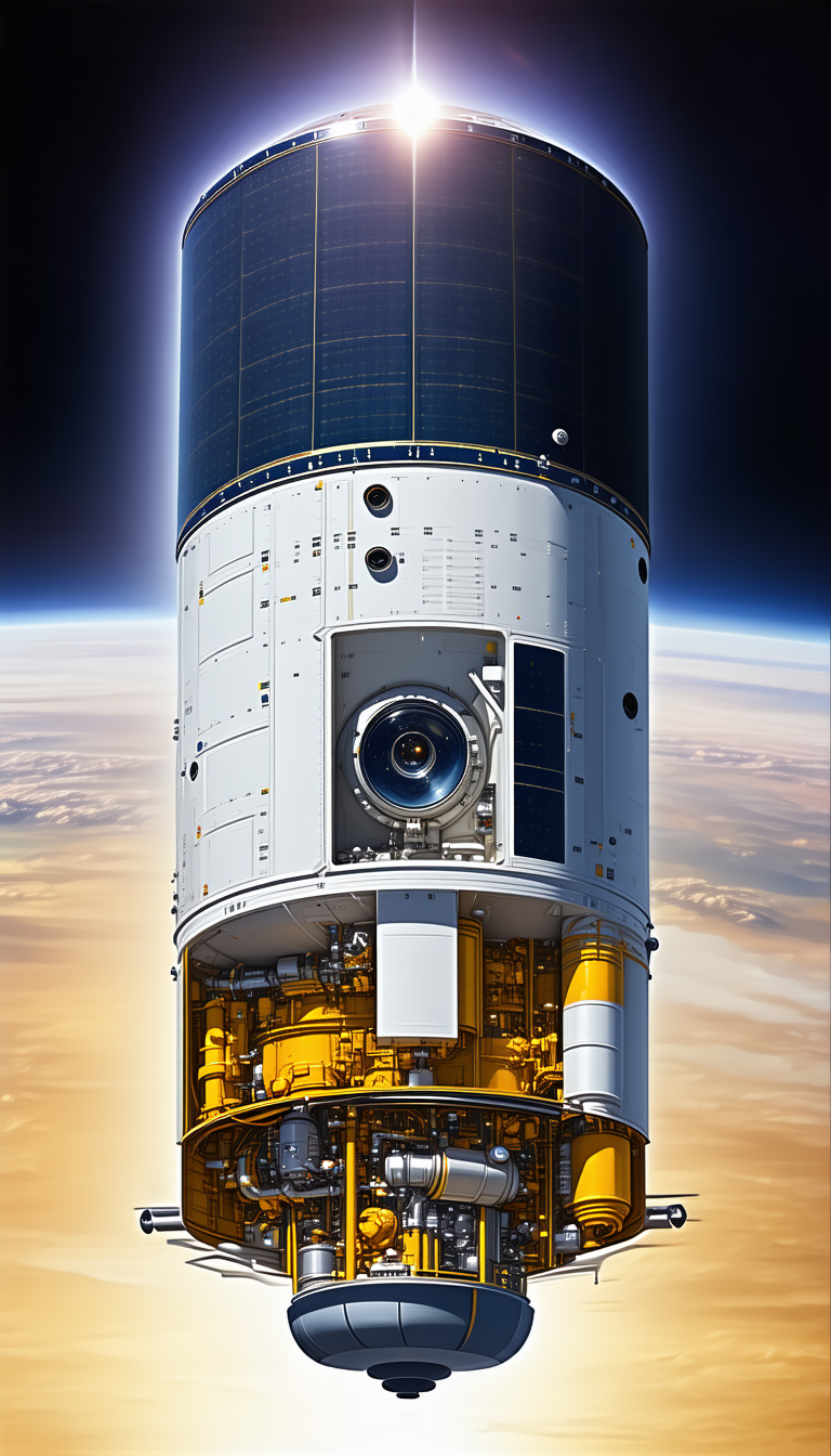 A Large Spacecraft, Possibly A Space Shuttle, With A Large Dome On Top
