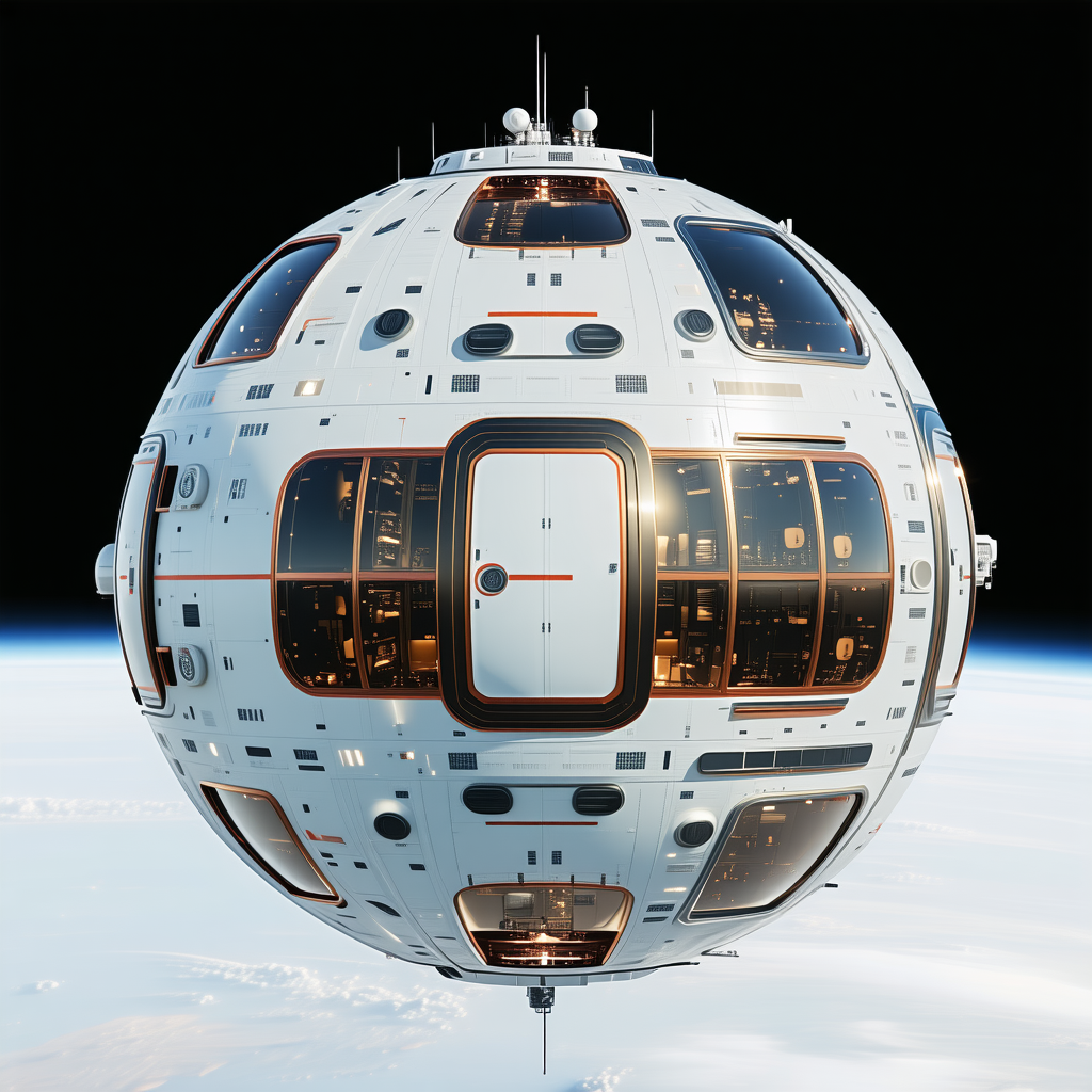 A Large White Spacecraft With A Dome-shaped Structure