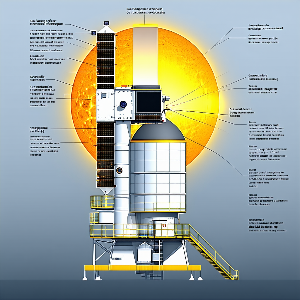 The Image Is A Diagram Of A Space Station, With A Large Sun In The Center