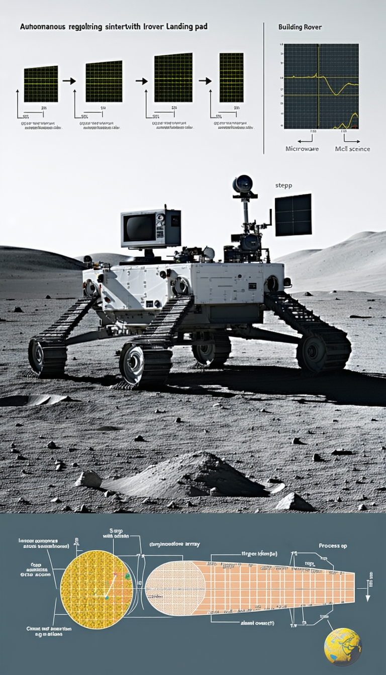 A White Robotic Vehicle Is Parked On A Rocky Surface, Possibly On The Moon